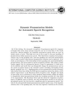 Dynamic Pronunciation Models for Automatic Speech Recognition