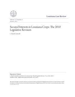 Secured Interests in Louisiana Crops: The 2010 Legislative Revision