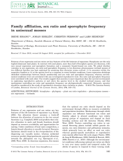 Family affiliation, sex ratio and sporophyte
