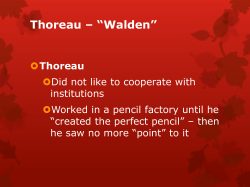 Thoreau &ndash; &ldquo;Walden&rdquo;