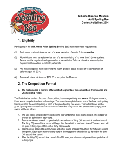 2nd Annual Bee Rules - Telluride Historical Museum