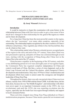 46 THE PEACEFUL RISE OF CHINA AND IT`S IMPLICATIONS FOR