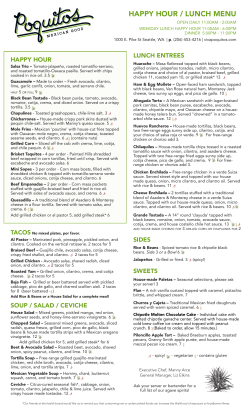 happy hour / lunch menu