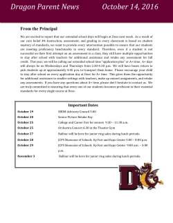 Dragon Parent News October 14, 2016
