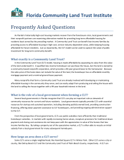 Florida Community Land Trust Institute Frequently Asked Questions