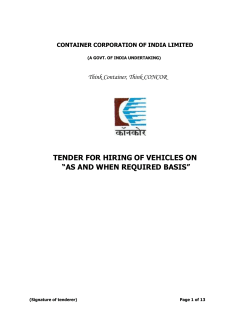 tender for hiring of vehicles on “as and when required basis”