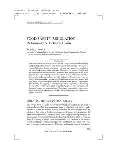 FOOD SAFETY REGULATION: Reforming the Delaney Clause