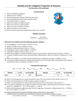 Molality and the Colligative Properties of Solutions