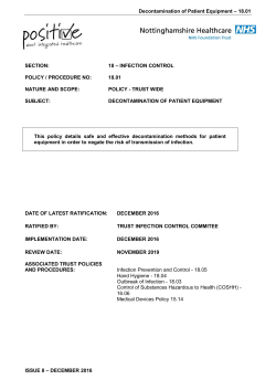 18.01 Decontamination of Patient Equipment Policy and Procedure