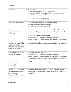 Allusion Allusion&rarr; a reference by simply naming&hellip;NOT by