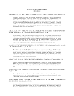 ANNOTATED BIBLIOGRAPHY ON PROVERBS Aaseng, Rolf E