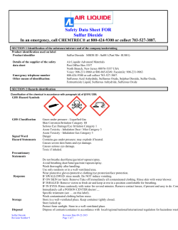 Safety Data Sheet FOR Sulfur Dioxide