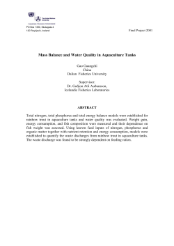 1 mass balance and water quality in aquaculture tanks - UNU-FTP