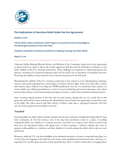 The Implications of Sanctions Relief Under the Iran Agreement