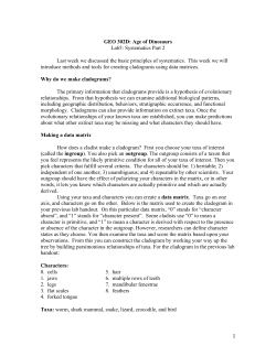 1 GEO 302D: Age of Dinosaurs Lab5: Systematics Part 2 Last week