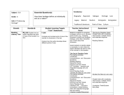 Strands Standards Student Learning Targets &ldquo;I Can&rdquo; Statements