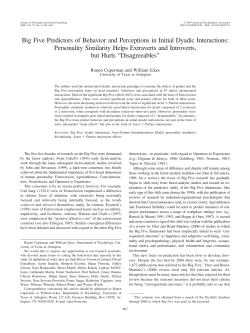 Big Five Predictors of Behavior and Perceptions in Initial Dyadic