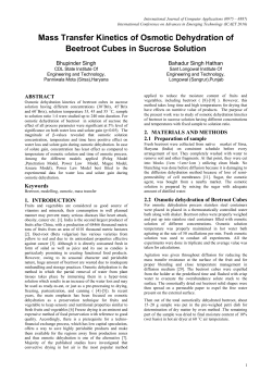 Mass Transfer Kinetics of Osmotic Dehydration of Beetroot Cubes in
