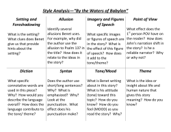 Style Analysis&mdash;&ldquo;By the Waters of Babylon&rdquo;