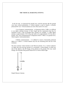 THE VERTICAL (MARCONI) ANTENNA In the last unit, we