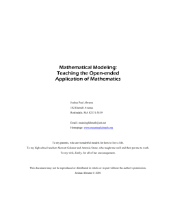 Mathematical Modeling - Meaningful Mathematics