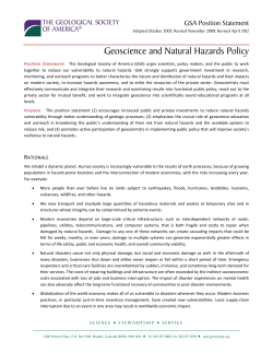 Geoscience and Natural Hazards Policy