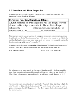 1.2 Functions and Their Properties Definition: Function, Domain, and