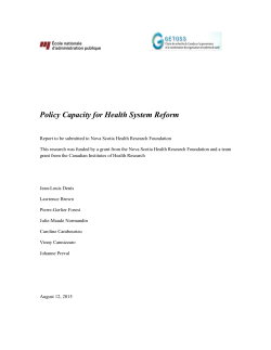 Policy Capacity for Health System Reform