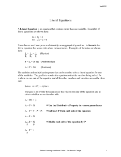 Literal Equations