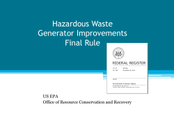 Hazardous Waste Generator Improvements Final Rule - CLU-IN