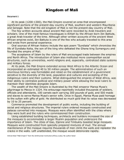 Kingdom of Mali DBQ - Renton School District