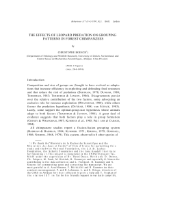 THE EFFECTS OF LEOPARD PREDATION ON GROUPING