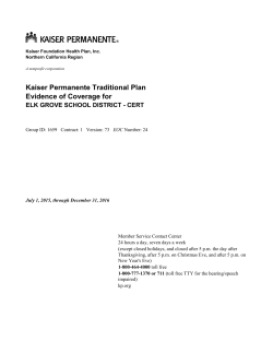 Evidence of Coverage - Elk Grove Unified School District