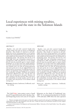 Local experiences with mining royalties, company and the state in