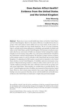 Does Racism Affect Health? Evidence from the United States and
