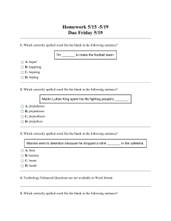 4th Grade Reading Homework-May 15-19