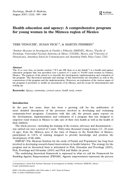 Health education and agency: A comprehensive program for young