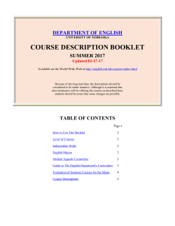Summer 2017 Undergraduate Booklet