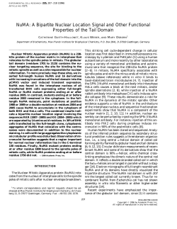 NuMA: A Bipartite Nuclear Location Signal and Other Functional