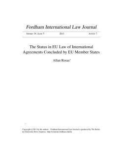 The Status in EU Law of International Agreements Concluded by EU