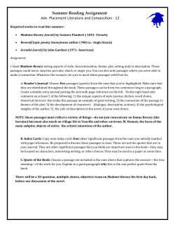 Summer Reading Assignment Adv. Placement Literature and