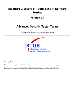 Standard Glossary of Terms used in Software Testing Version