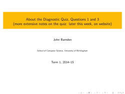 Discussion of two questions on the Week 1 Diagnostic Quiz