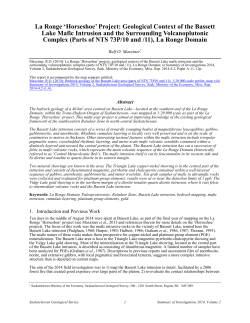 La Ronge `Horseshoe` Project: Geological Context of the Bassett