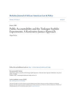Public Accountability and the Tuskegee Syphilis Experiments: A
