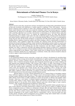 Determinants of Informal Finance Use in Kenya