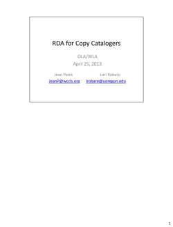 RDA for Copy Catalogers