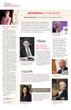 JefferSon in the news - Thomas Jefferson`s Monticello