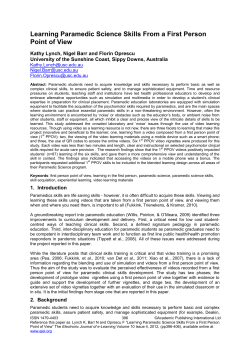 Learning Paramedic Science Skills From a First Person Point of View