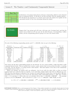 Lesson 9: The Number e and Continuously Compounded Interest
